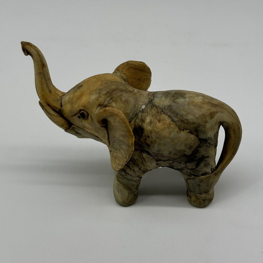 Shell-Craft‎ Genuine Elephant Figurine Crushed Oyster Shells Sculpture Trunk Up